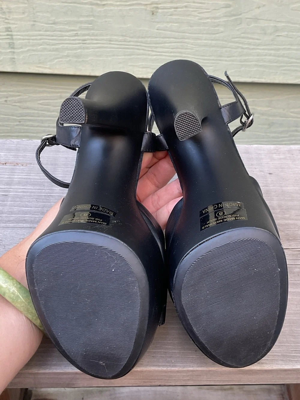 Elle Black Platform Stiletto Sandals with Ankle Strap